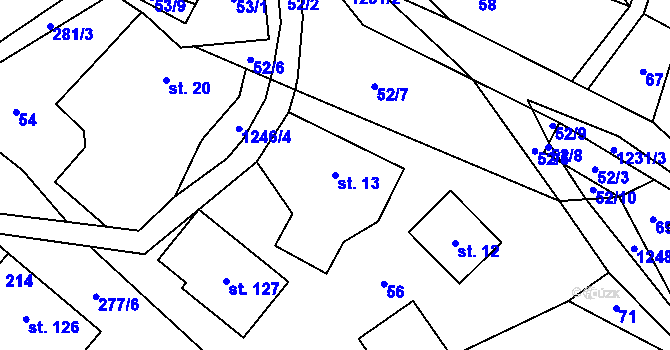Parcela st. 13 v KÚ Záhoří u Semil, Katastrální mapa