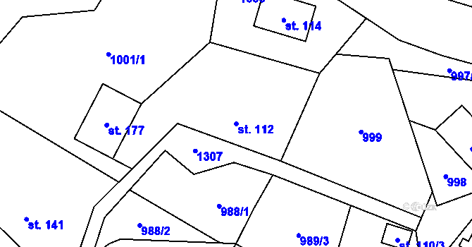 Parcela st. 112 v KÚ Záhoří u Semil, Katastrální mapa