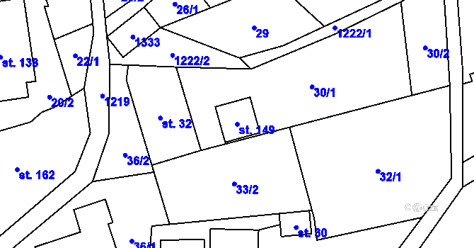 Parcela st. 149 v KÚ Záhoří u Semil, Katastrální mapa