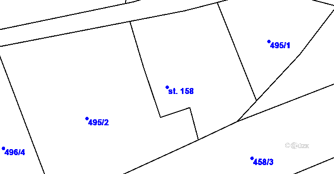 Parcela st. 158 v KÚ Záhoří u Semil, Katastrální mapa