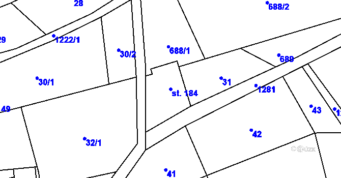 Parcela st. 184 v KÚ Záhoří u Semil, Katastrální mapa