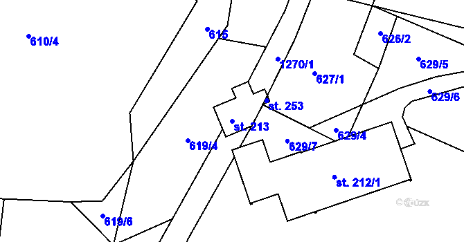 Parcela st. 213 v KÚ Záhoří u Semil, Katastrální mapa