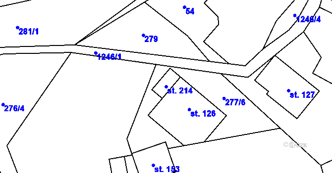 Parcela st. 214 v KÚ Záhoří u Semil, Katastrální mapa