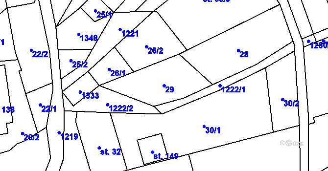 Parcela st. 29 v KÚ Záhoří u Semil, Katastrální mapa