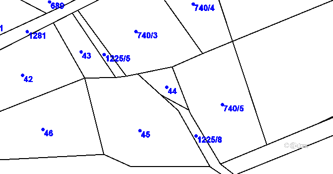 Parcela st. 44 v KÚ Záhoří u Semil, Katastrální mapa