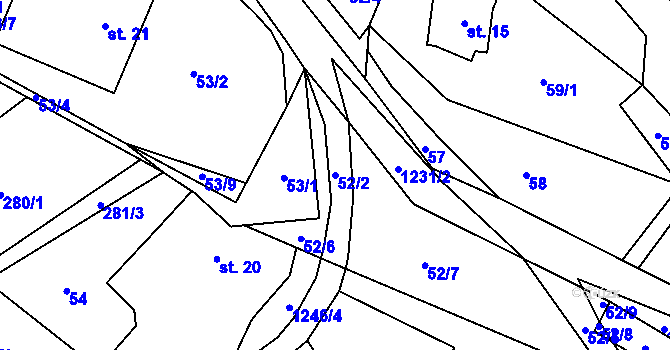 Parcela st. 52/2 v KÚ Záhoří u Semil, Katastrální mapa