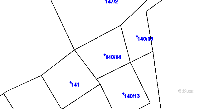 Parcela st. 140/14 v KÚ Záhoří u Semil, Katastrální mapa