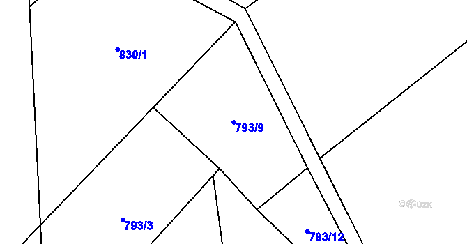 Parcela st. 793/9 v KÚ Záhoří u Semil, Katastrální mapa