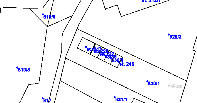 Parcela st. 227 v KÚ Záhoří u Semil, Katastrální mapa