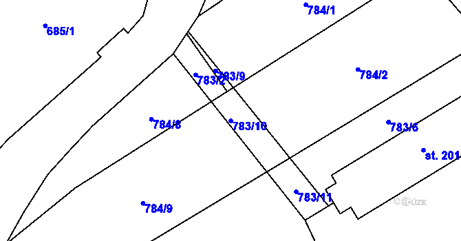 Parcela st. 783/10 v KÚ Záhoří u Semil, Katastrální mapa