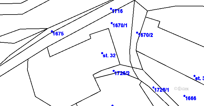 Parcela st. 32 v KÚ Zahrádka u Benešova, Katastrální mapa