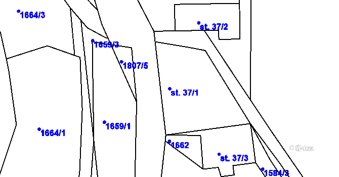 Parcela st. 37/1 v KÚ Zahrádka u Benešova, Katastrální mapa