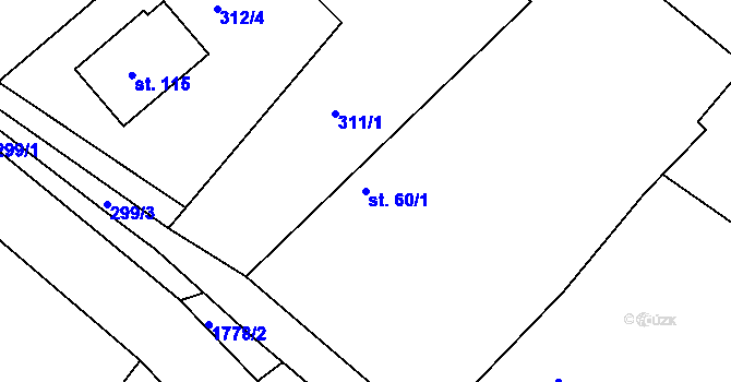 Parcela st. 60/1 v KÚ Zahrádka u Benešova, Katastrální mapa