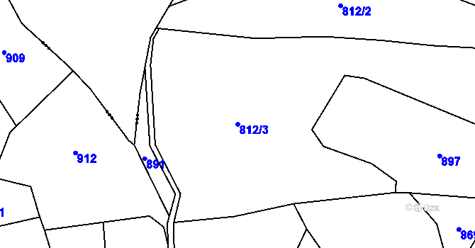 Parcela st. 812/3 v KÚ Zahrádka u Benešova, Katastrální mapa