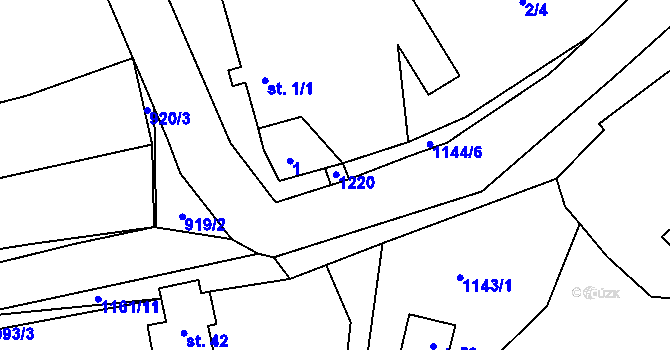 Parcela st. 1/2 v KÚ Hůrky u Zahrádky, Katastrální mapa