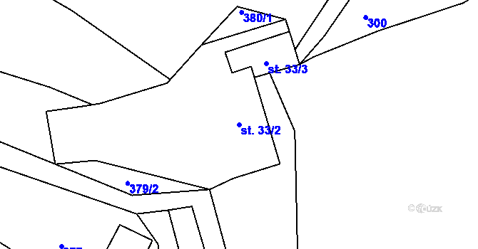 Parcela st. 33/2 v KÚ Hůrky u Zahrádky, Katastrální mapa