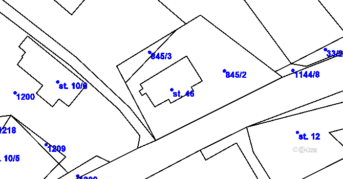 Parcela st. 46 v KÚ Hůrky u Zahrádky, Katastrální mapa