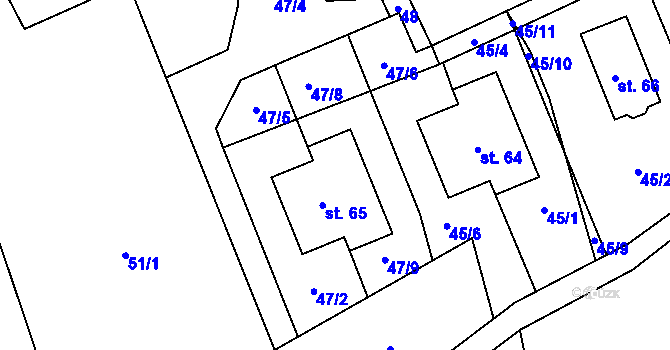 Parcela st. 47 v KÚ Hůrky u Zahrádky, Katastrální mapa