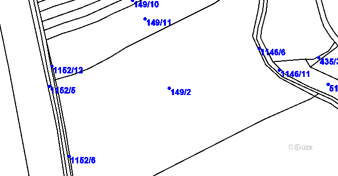 Parcela st. 149/2 v KÚ Hůrky u Zahrádky, Katastrální mapa