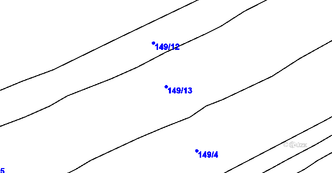 Parcela st. 149/13 v KÚ Hůrky u Zahrádky, Katastrální mapa