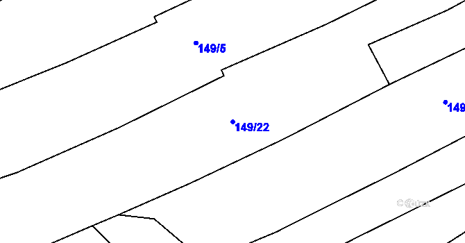 Parcela st. 149/22 v KÚ Hůrky u Zahrádky, Katastrální mapa