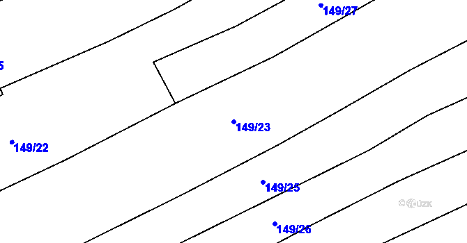 Parcela st. 149/23 v KÚ Hůrky u Zahrádky, Katastrální mapa