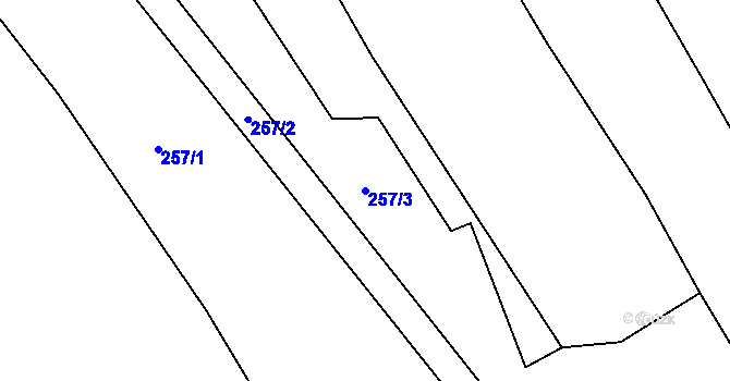 Parcela st. 257/3 v KÚ Hůrky u Zahrádky, Katastrální mapa