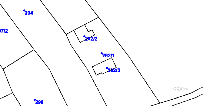 Parcela st. 292/1 v KÚ Hůrky u Zahrádky, Katastrální mapa