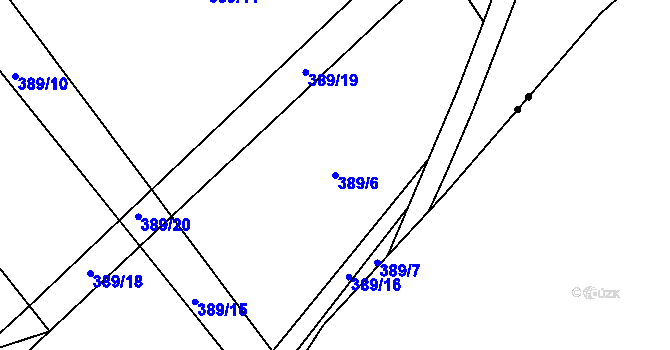 Parcela st. 389/6 v KÚ Hůrky u Zahrádky, Katastrální mapa