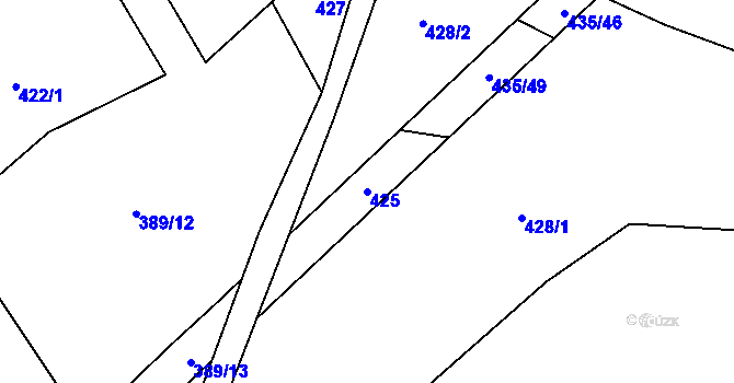 Parcela st. 425 v KÚ Hůrky u Zahrádky, Katastrální mapa