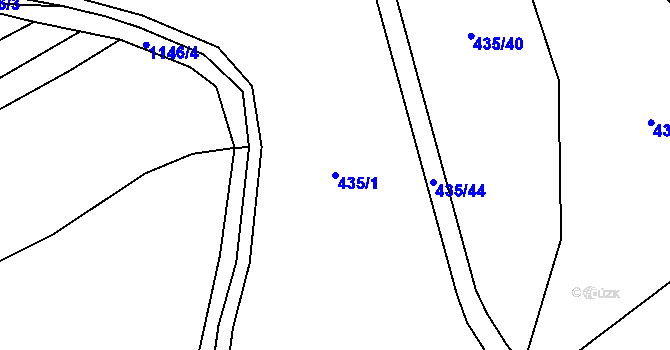 Parcela st. 435/1 v KÚ Hůrky u Zahrádky, Katastrální mapa