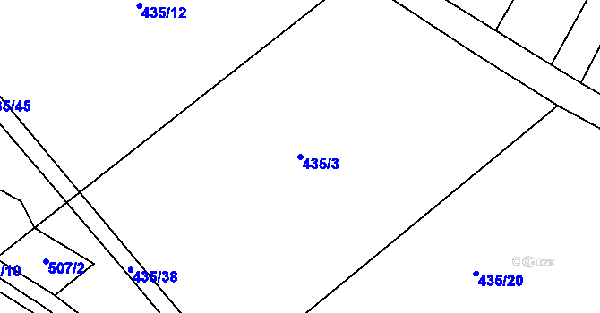 Parcela st. 435/3 v KÚ Hůrky u Zahrádky, Katastrální mapa
