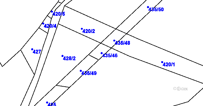 Parcela st. 435/46 v KÚ Hůrky u Zahrádky, Katastrální mapa