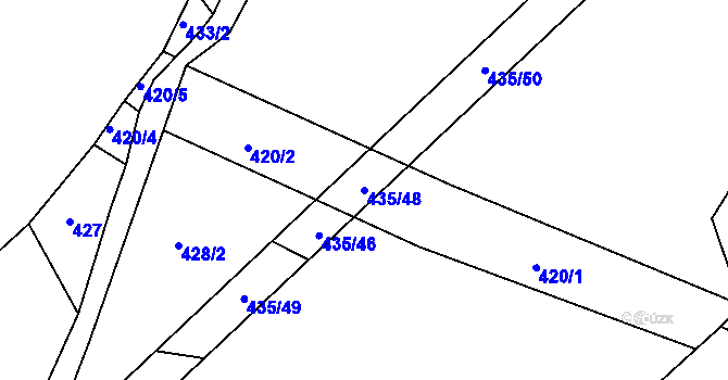 Parcela st. 435/48 v KÚ Hůrky u Zahrádky, Katastrální mapa
