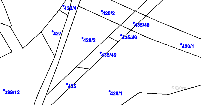 Parcela st. 435/49 v KÚ Hůrky u Zahrádky, Katastrální mapa