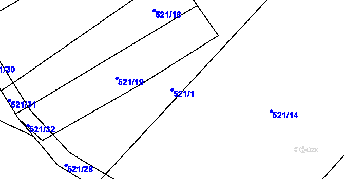 Parcela st. 521/1 v KÚ Hůrky u Zahrádky, Katastrální mapa