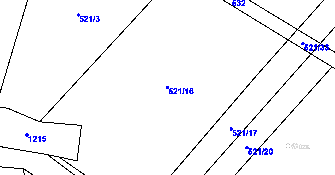 Parcela st. 521/16 v KÚ Hůrky u Zahrádky, Katastrální mapa