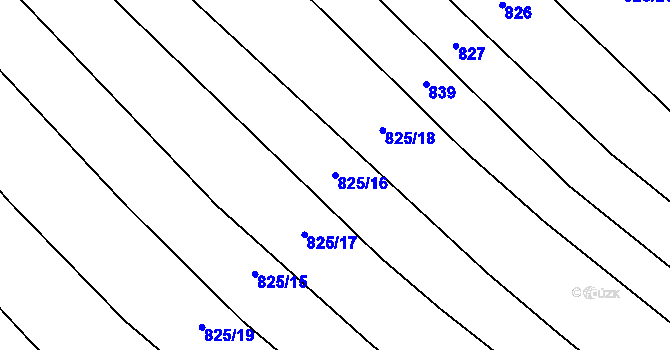 Parcela st. 825/16 v KÚ Hůrky u Zahrádky, Katastrální mapa