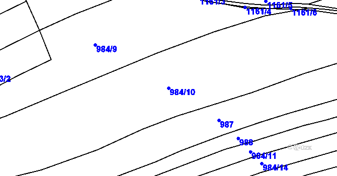 Parcela st. 984/10 v KÚ Hůrky u Zahrádky, Katastrální mapa
