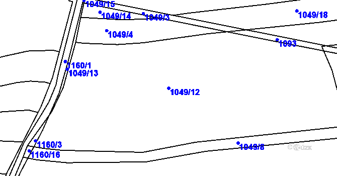 Parcela st. 1049/12 v KÚ Hůrky u Zahrádky, Katastrální mapa