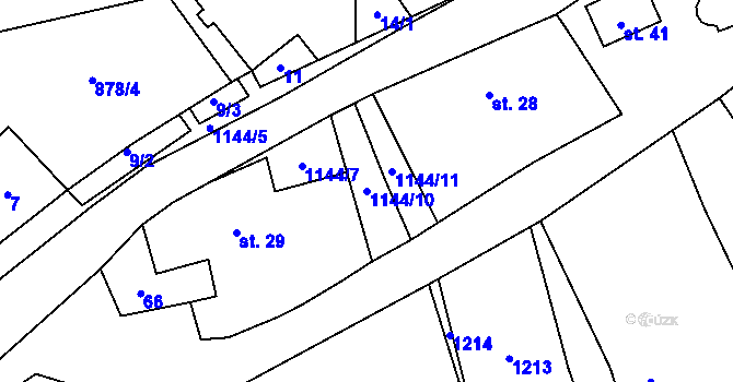 Parcela st. 1144/10 v KÚ Hůrky u Zahrádky, Katastrální mapa