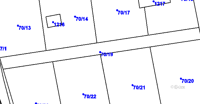 Parcela st. 70/19 v KÚ Hůrky u Zahrádky, Katastrální mapa