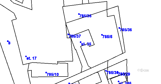 Parcela st. 35 v KÚ Zahrádka u Všerub, Katastrální mapa