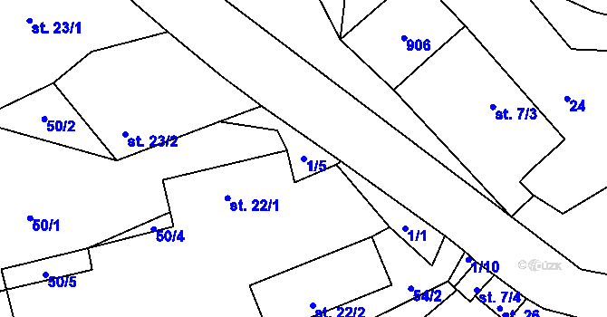 Parcela st. 1/5 v KÚ Zahrádka u Všerub, Katastrální mapa