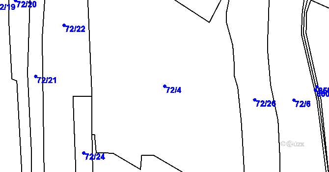 Parcela st. 72/4 v KÚ Zahrádka u Všerub, Katastrální mapa