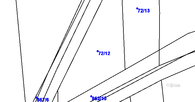 Parcela st. 72/12 v KÚ Zahrádka u Všerub, Katastrální mapa