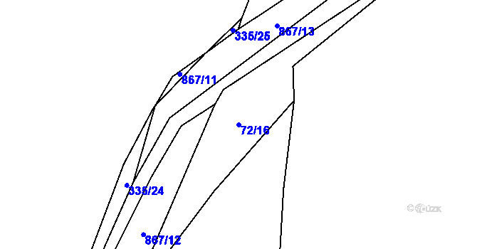 Parcela st. 72/16 v KÚ Zahrádka u Všerub, Katastrální mapa