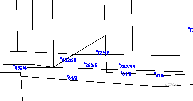 Parcela st. 72/17 v KÚ Zahrádka u Všerub, Katastrální mapa