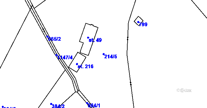 Parcela st. 214/5 v KÚ Zahrádka u Všerub, Katastrální mapa