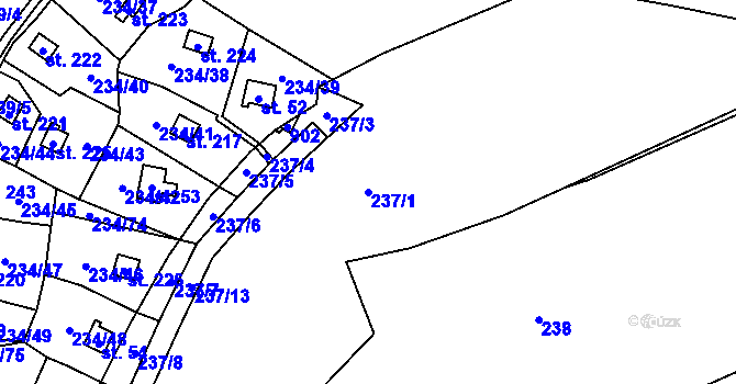 Parcela st. 237/1 v KÚ Zahrádka u Všerub, Katastrální mapa